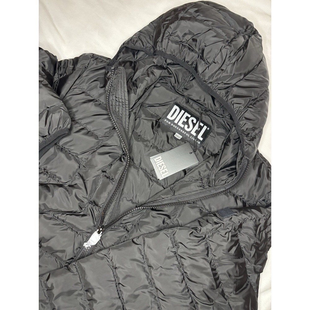 Diesel W-DWAIN-OUT-NEW Jacket Men's XL Black Hooded Puffer Insulated NWT $350